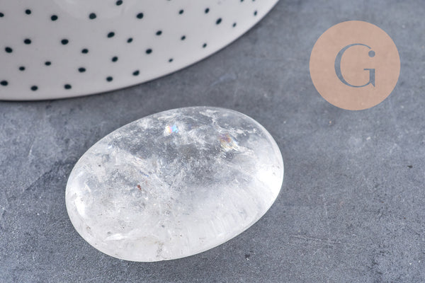 Pierre calcédoine naturelle roulée 44-46mm, fourniture spiritualité, pierre naturelle, litotherapie, x1 (G5765)