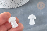 Pierre de massage champignon cristal de roche naturel lithothérapie 20-21mm, cristal de roche, lithothérapie, x1, G7509