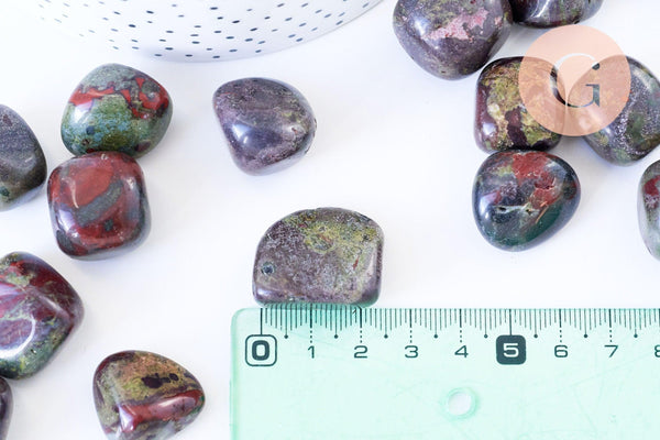 Pierre jaspe sang de dragon naturelle roulée 19-30mm, pierre naturelle, litotherapie, jaspe dragon naturelle, x20gr (G5773)