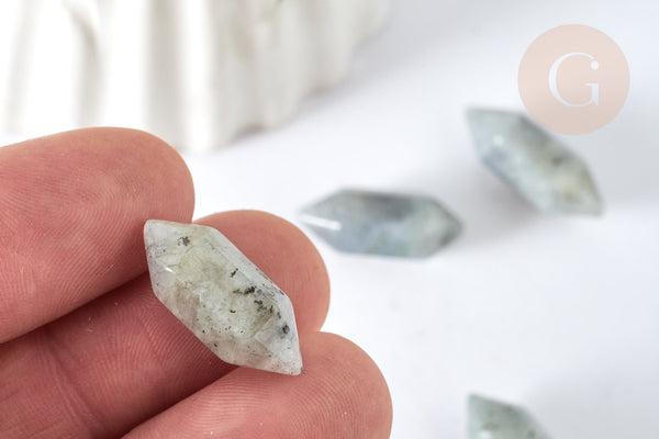 Pierre labradorite naturelle double pointes 19~22mm, labradorite naturelle, séance lithothérapie, x1 G7534