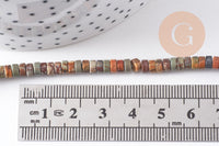 Pierre naturelle picasso, perles de jaspe picasso, perles heishi, 4mm, fil de 40cm, x1 (G1040)