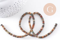 Pierre naturelle picasso, perles de jaspe picasso, perles heishi, 4mm, fil de 40cm, x1 (G1040)