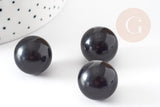 Pierre ronde obsidienne noire non percée 17.5-18mm, x1 (G4378)