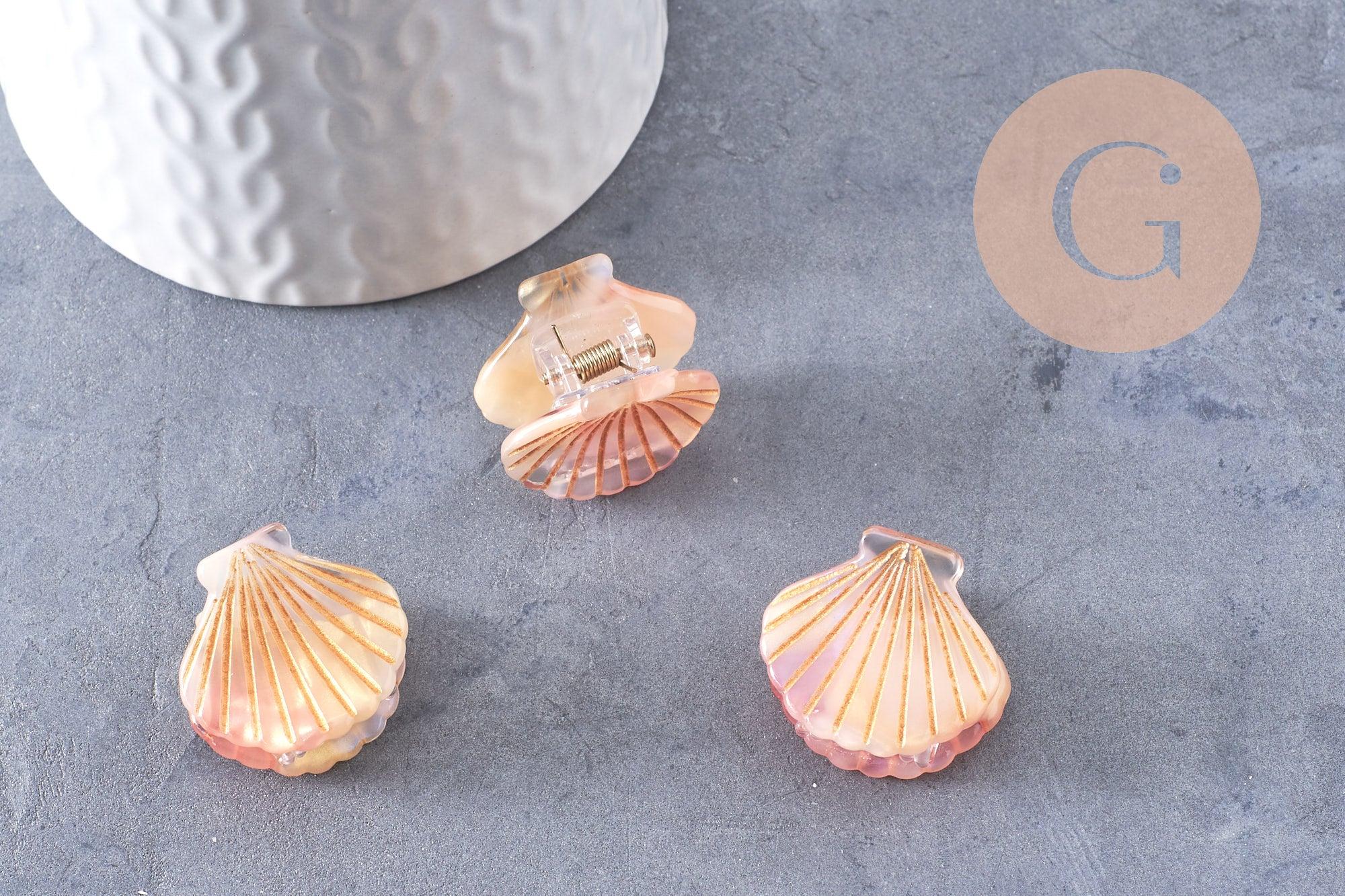 Pince pour cheveux Acétate Orange or 26mm, x1 (G10392)