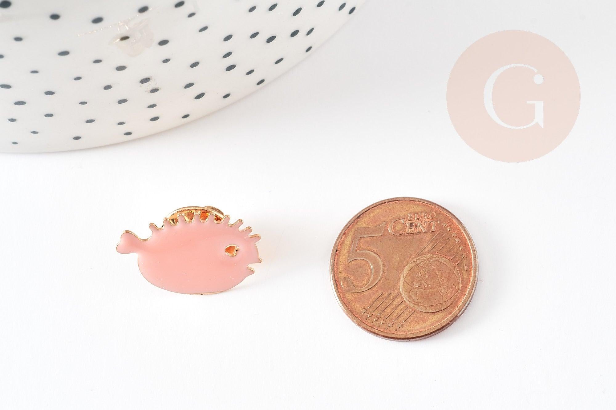 Pin's Broche poisson laiton doré émail coloré 21mm, x1 (G9125)