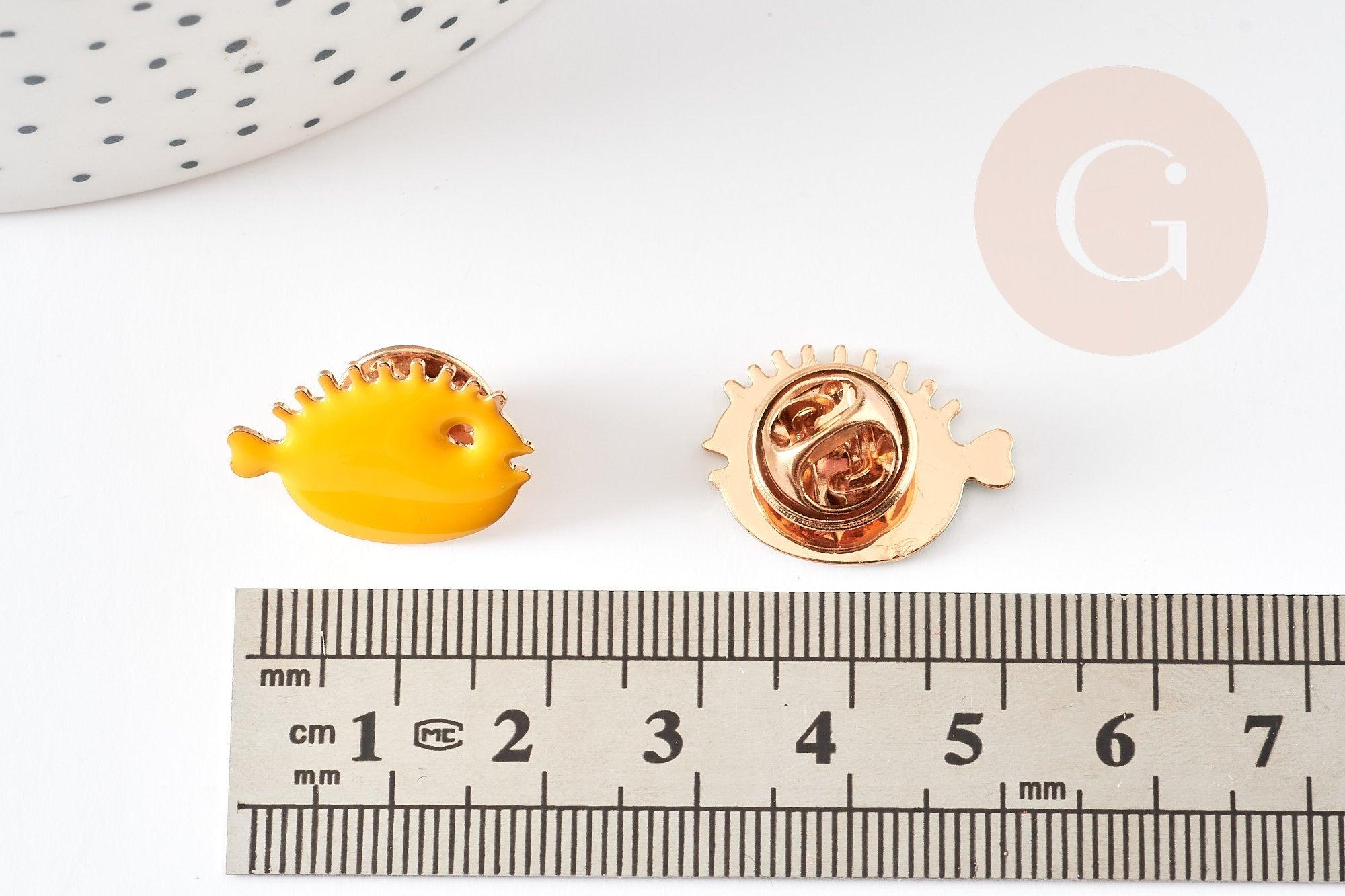 Pin's Broche poisson laiton doré émail coloré 21mm, x1 (G9125)