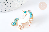 Pin's licorne bleue zamac doré émail bleu et blanc 29mm, x1 (G7349)