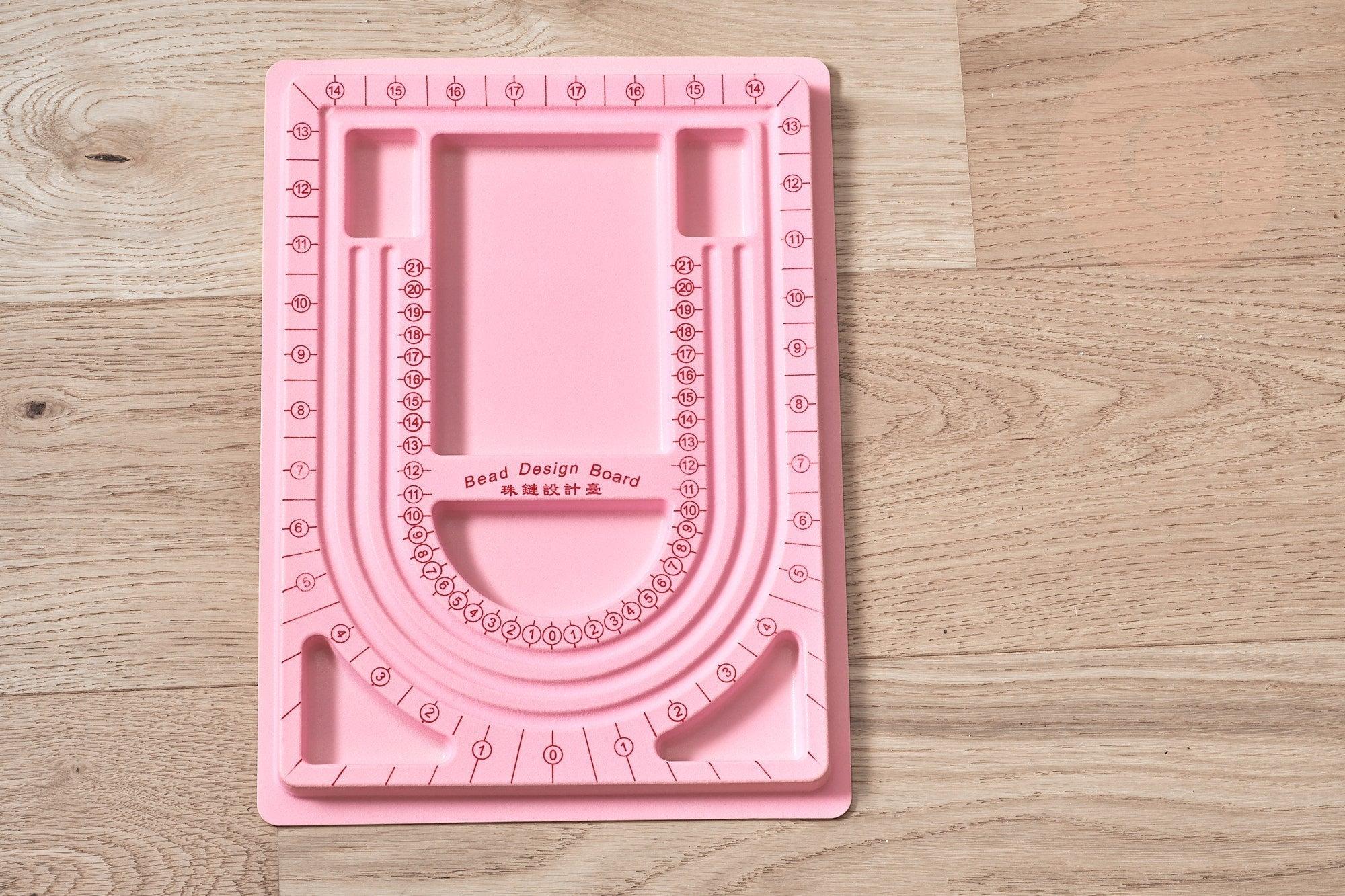 Plateau d'assemblage perles pour fabrication collier ROSE 24x33cm, comptage de perles, avec mesures graduées, x1 (G7051)