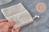 Pochette bijou coton blanc écru 12cm, x1 (G2376)