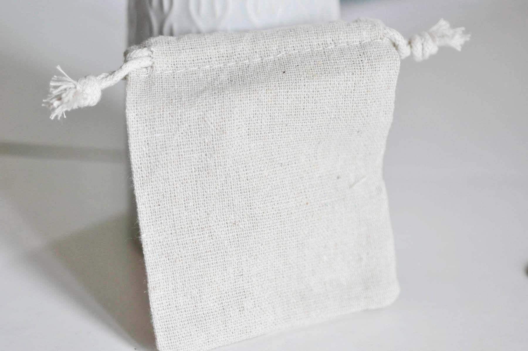 Pochette bijou coton blanc écru 12cm, x1 (G2376)