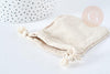 Pochette bijou coton blanc écru 9x7cm, pochette cadeau, emballage bijou, x1 (G8311)
