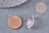 Pointe améthyste naturelle non percée 18mm, pointe double, pierre naturelle polie, création bijoux améthyste lithothérapie, x1 (G5621)