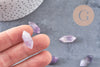 Pointe améthyste naturelle non percée 18mm, pointe double, pierre naturelle polie, création bijoux améthyste lithothérapie, x1 (G5621)