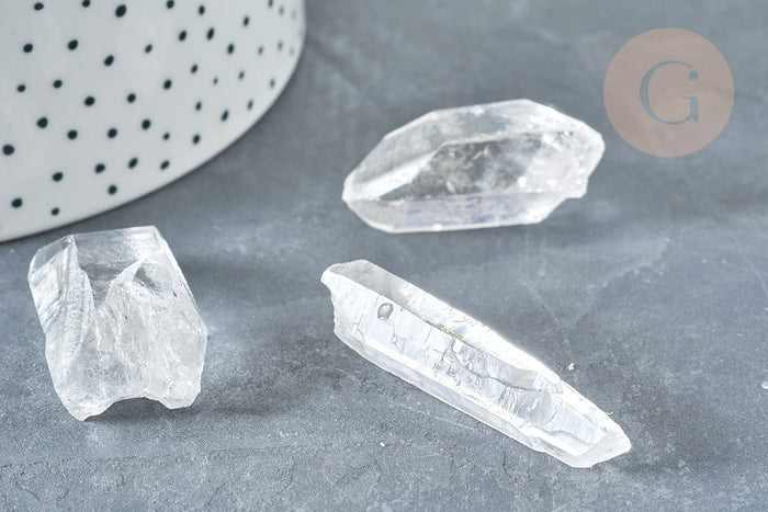 Pointe cristal de rochenaturel transparent brut non percée, x1 (G8231)