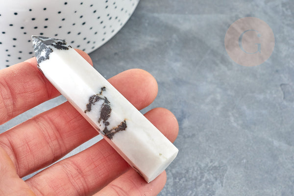 Pointe jaspe zabra naturel 70-80mm, pierre naturelle séance lithothérapie, x1 (G8410)