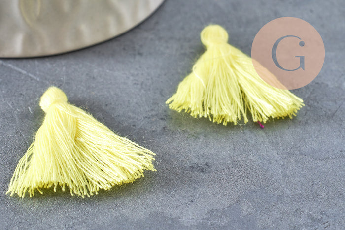 Pompon jaune coton 25-31mm, x5 (G2764)