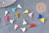 Pompon multicolore polyestère support fer doré 10-15mm, x5 (G4694)