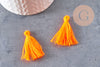 Pompon orange fil coton fluo 28mm, x 5 (G1588)
