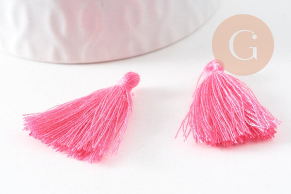Pompon rose coton,décoration pompon,accessoire coton, pompon boucles, coton rose,25-31mm, x5 G0110