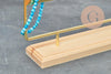 Présentoir à bijoux boucles d'oreilles laiton doré socle bois 25.4cm, x1 (G8378)