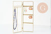 Présentoir à bijoux collier boucles d'oreilles pliable laiton doré 28cm, x1 (G9316)