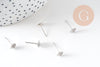 Puces oreille acier avec plateau, boucles sans nickel, boucles d'oreille, plateau 6mm, x20 (G2312)