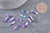 Colgante rectangular de acetato morado y azul, 19,5 mm, x10 (G3087)