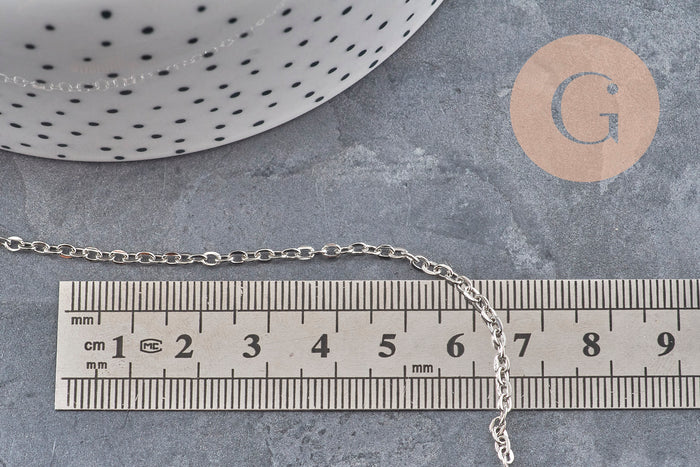 Chaine fine forçat en fer platine 3x2mm, x5 mètres (G5006)