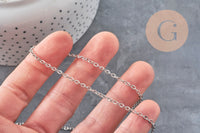 Chaine fine forçat en fer platine 3x2mm, x5 mètres (G5006)