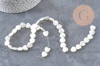Perles coeur nacre blanche 10mm, création de bijoux nacre naturelle, fil de 40cm, x1 (G6831)