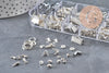 Boite Kit mix de 12 types de fournitures et perles zamac laiton Argent Platine, x1 (G8844)