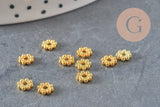 Perles intercalaires Rondelles fleurs zamac doré 5mm, x20 (G0960)