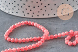 Perla tonda in giada naturale rosa sfaccettata 4mm, x1 filo da 38cm (G2335)