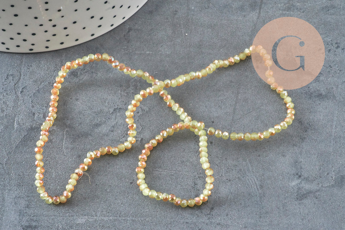 Perles toupies cristal jaune transparent irisé 3.5x2.5mm, x1 fil 38cm (G8593)-Perles-Gingerlily Perles