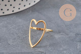 PHOTO 5 VARIATIONS A FAIRE Bague coeur acier 304 inoxydable doré IP Taille 57, x1 (G11294)