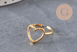 PHOTO 5 VARIATIONS A FAIRE Bague coeur acier 304 inoxydable doré IP Taille 57, x1 (G11294)