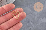 PHOTO 5 VARIATIONS A FAIRE Bague coeur acier 304 inoxydable doré IP Taille 57, x1 (G11294)