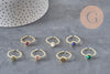 Anillo ajustable trenzado de latón dorado con cabujón de piedra natural de 20mm, x1 (G4238)