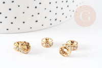Rondelle fer doré zircon grade B 8mm, perles dorées, perle intercalaire, perle disque, x10 (G5739)