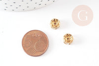 Rondelle fer doré zircon grade B 8mm, perles dorées, perle intercalaire, perle disque, x10 (G5739)