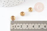 Rondelle fer doré zircon grade B 8mm, perles dorées, perle intercalaire, perle disque, x10 (G5739)