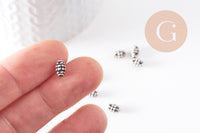 Rondelle ovale texture argent vieilli,perle argentée sans nickel,perle intercalaire, 7mm, x 10 (G2129)
