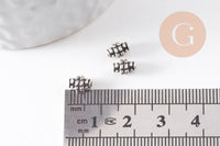 Rondelle ovale texture argent vieilli,perle argentée sans nickel,perle intercalaire, 7mm, x 10 (G2129)