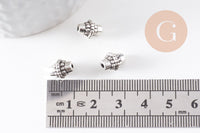 Rondelle ovale texture argent vieilli,sans nickel,perle intercalaire, 10mm, x10 (G1771)