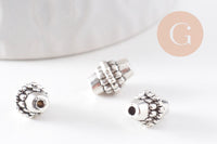 Rondelle ovale texture argent vieilli,sans nickel,perle intercalaire, 10mm, x10 (G1771)