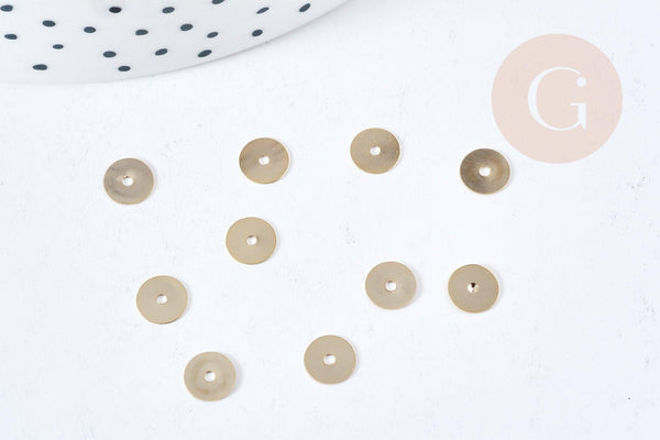 Rondelles acier doré inoxydable 6mm,perles intercalaires disque pour création bijoux acier,x 20 G8732