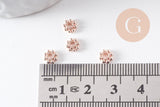 Rondelles fleurs intercalaire zamac or rose 5mm, x50 (G1369)