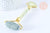 Rouleau de massage jade naturelle support or doré 14,3mm,outil auto-massage, x1 G7238