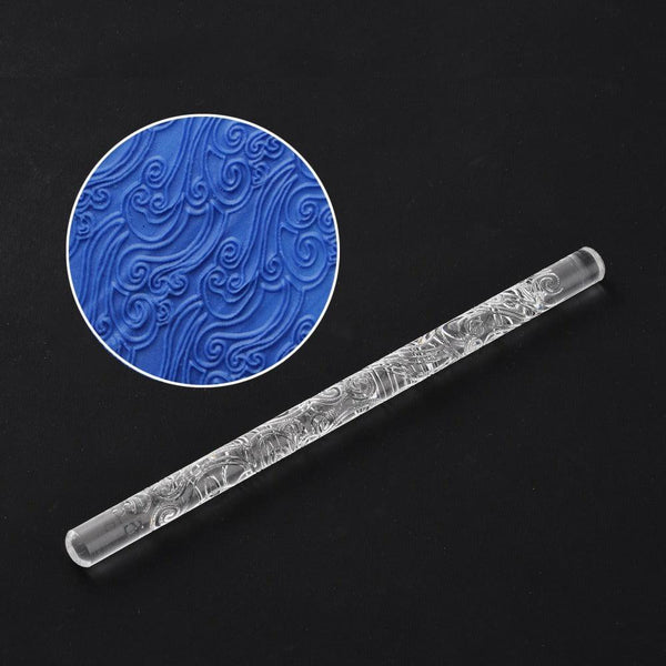 Rouleau de texture acrylique motif vagues pour pâte polymère 165x0.95mm, x1 (G10681)