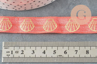 Ruban élastique orange corail or coquillage EFJF 16mm, x1 mètre (G4899)